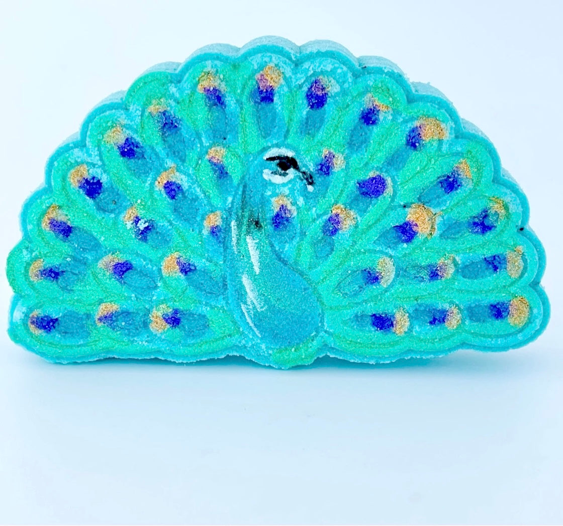 Botanical Hand Painted Peacock Bath Bomb